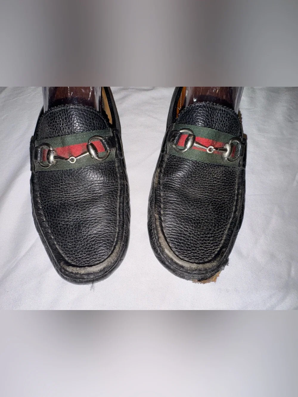 Gucci Horsebit Web Black Leather Slip-On Loafers - Men’s US Size 8 Made in Italy